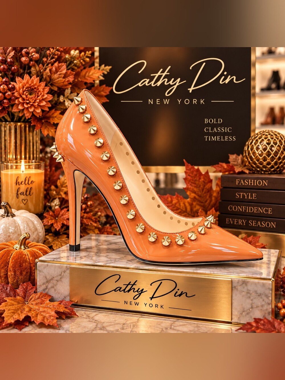 Cathy Din Patent Studded Stiletto Pumps – New in Box